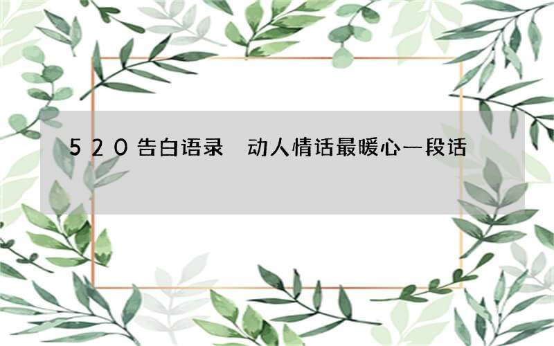 520告白语录 动人情话最暖心一段话
